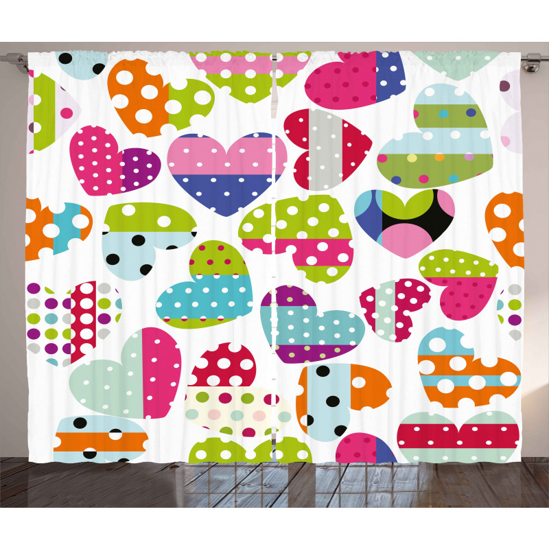 Heart Patches and Dots Curtain