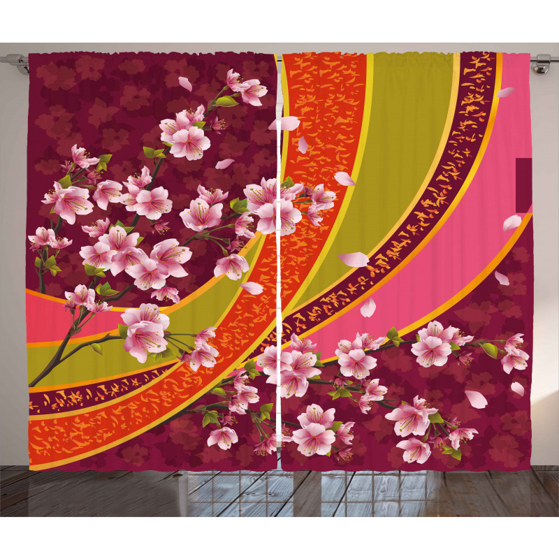 Sakura Blossom Japanese Curtain
