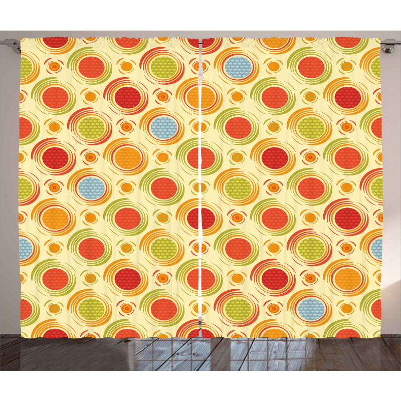 Colorful Dots Striped Curtain