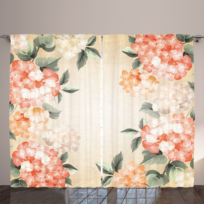 Blooming Hydrangea Flowers Curtain