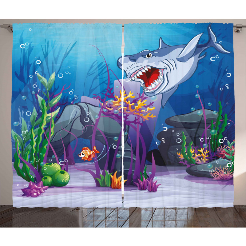 Evil Shark Little Fish Curtain