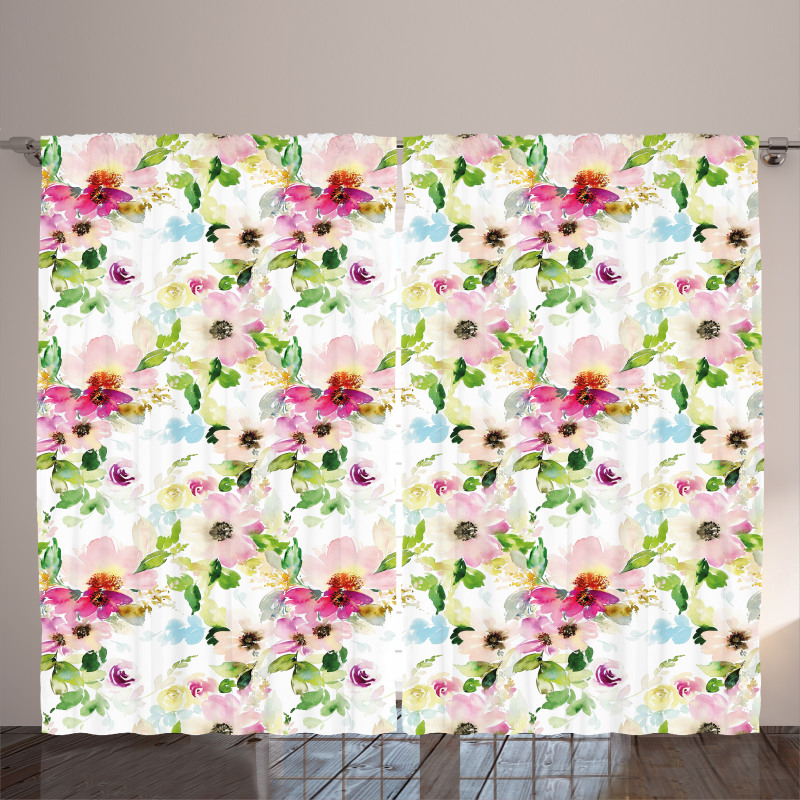 Spring Flowers Pastel Curtain