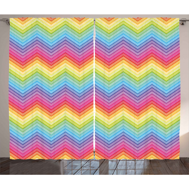 Colorful Vivid Chevron Curtain