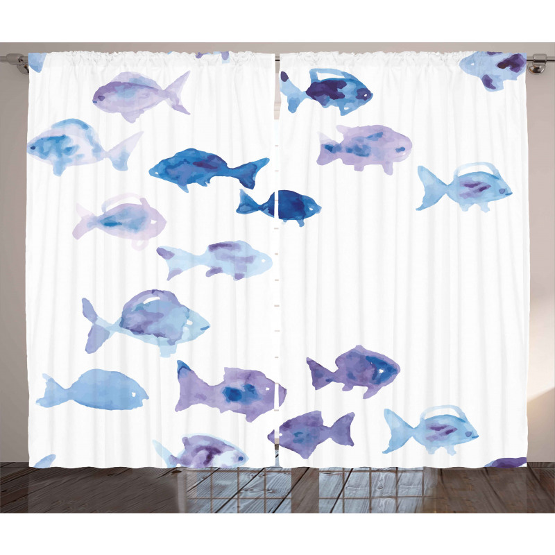 Watercolor Fishes Curtain