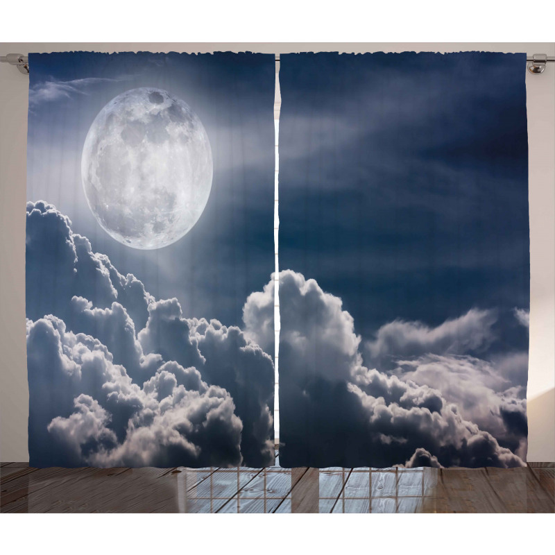 Celestial Photo Full Moon Curtain