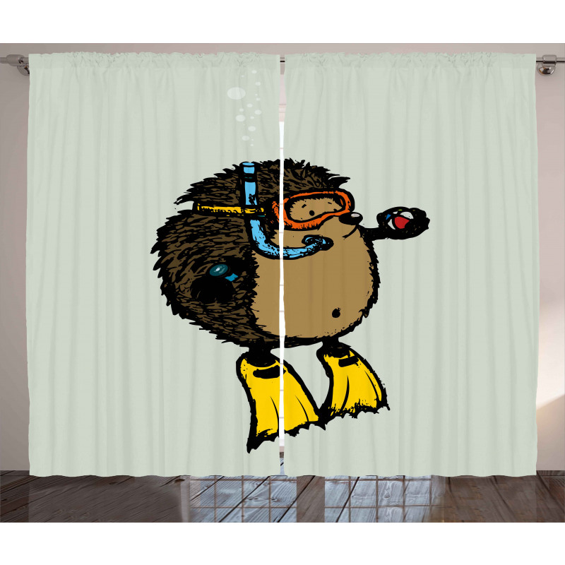 Scuba Diver Hedgehog Curtain