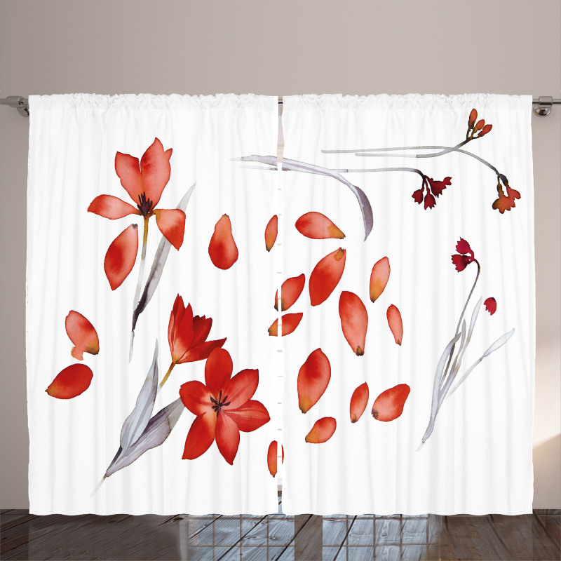 Autumn Flowers Petals Curtain