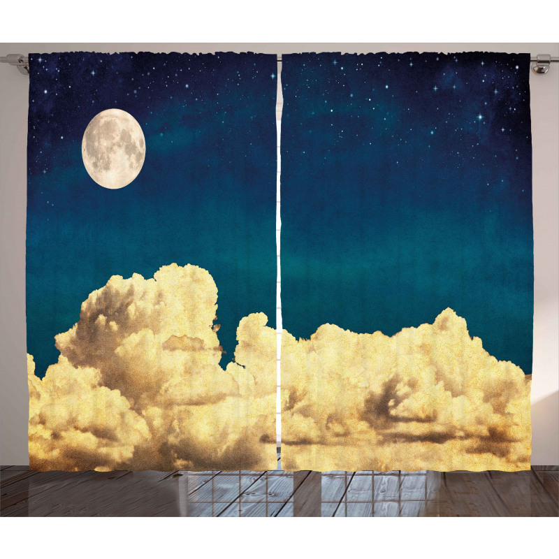 Stars Full Moon Cloud Curtain