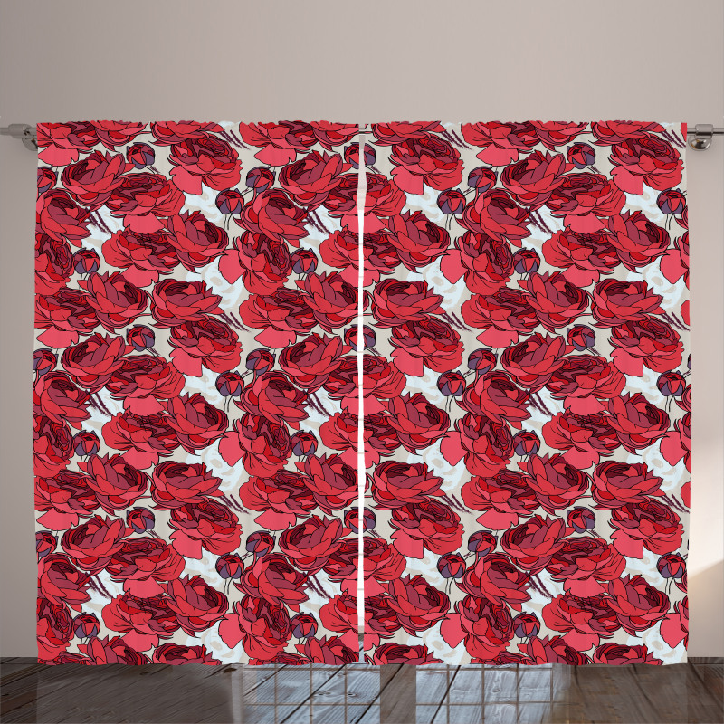 Vibrant Roses Bouquet Curtain