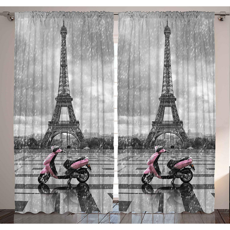 Paris Scene Moped Curtain