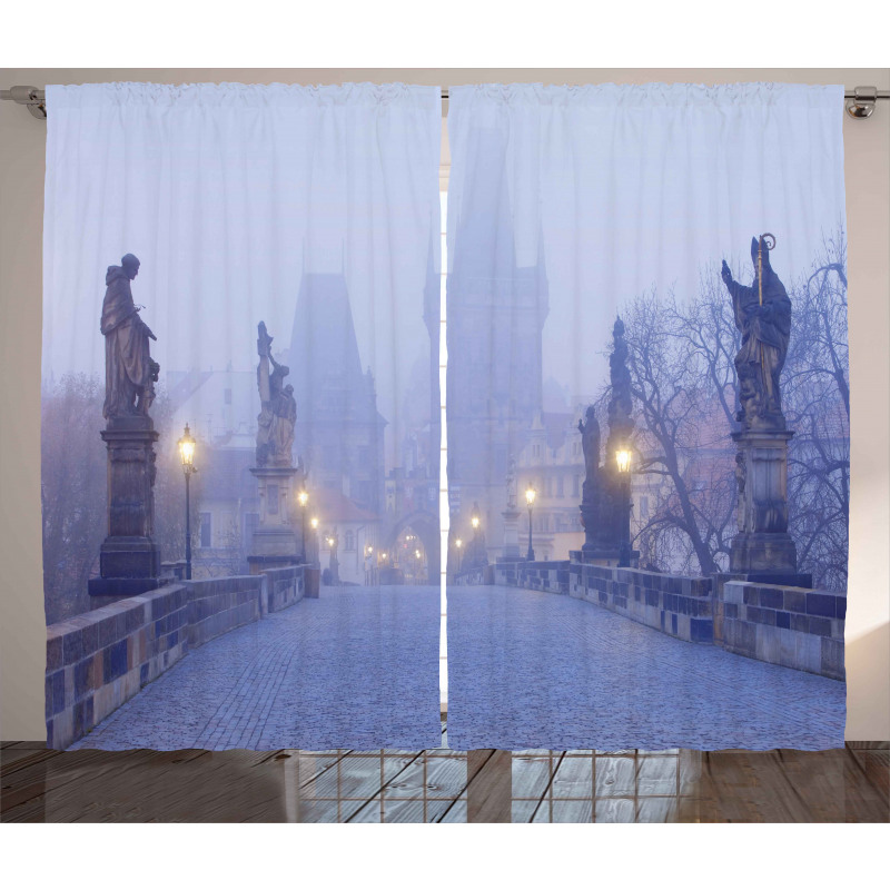 Foggy Prague Streets Curtain