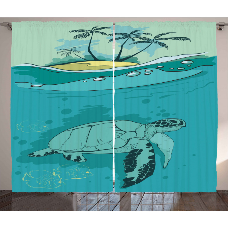 Sea Turtle Exotic Island Curtain