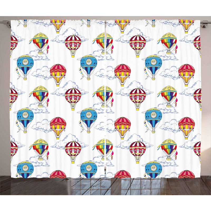 Clouds Hot Air Balloons Curtain