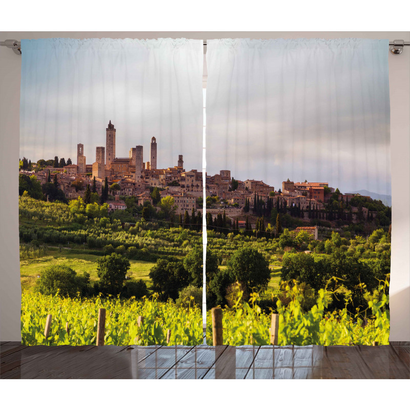 Medieval City in Italy Curtain