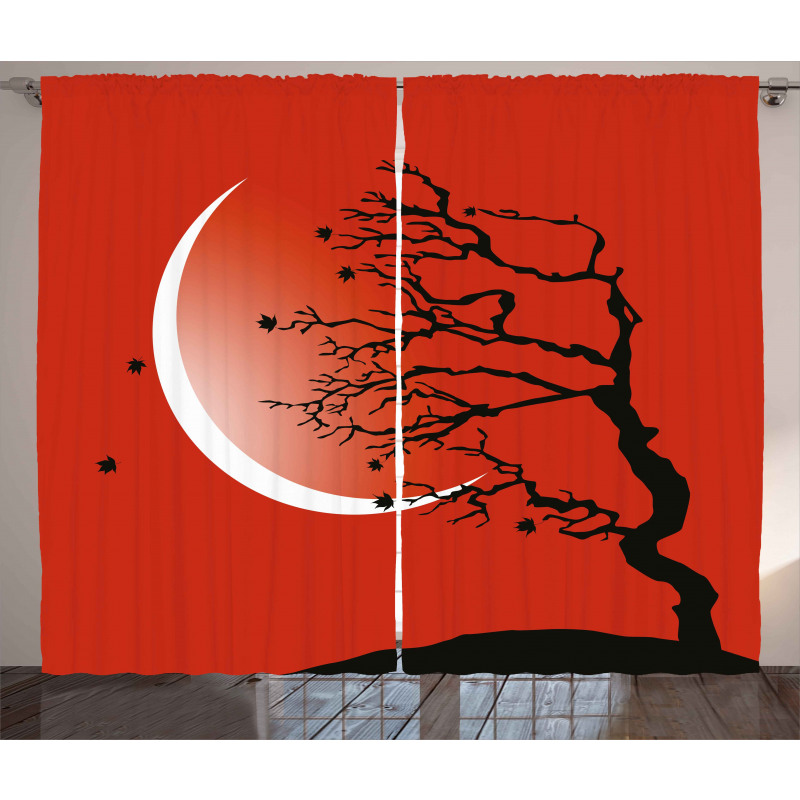 Digital Scene Tree Moon Curtain