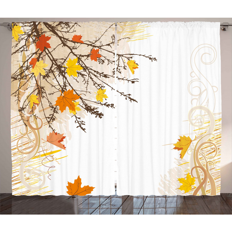 Maple Leaves in Autumn Curtain