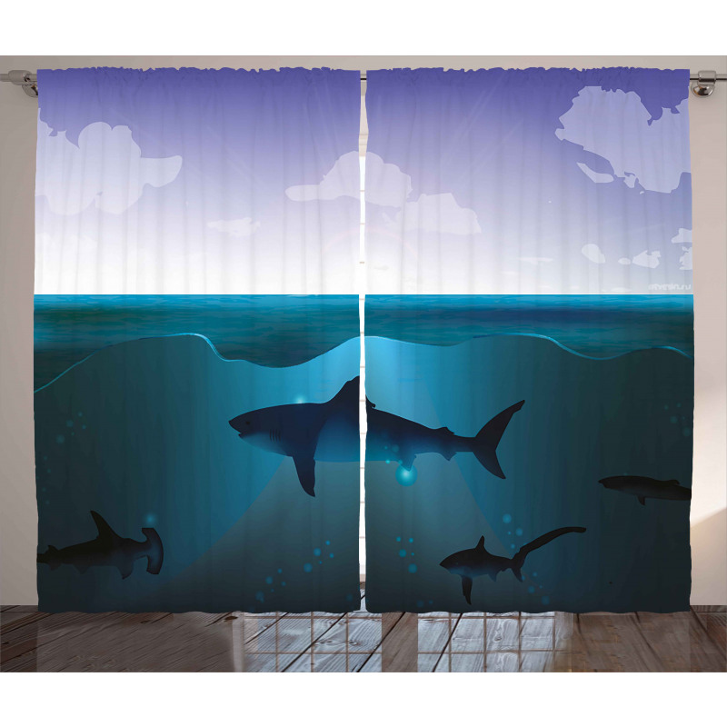 Wild Sharks in Sea Curtain