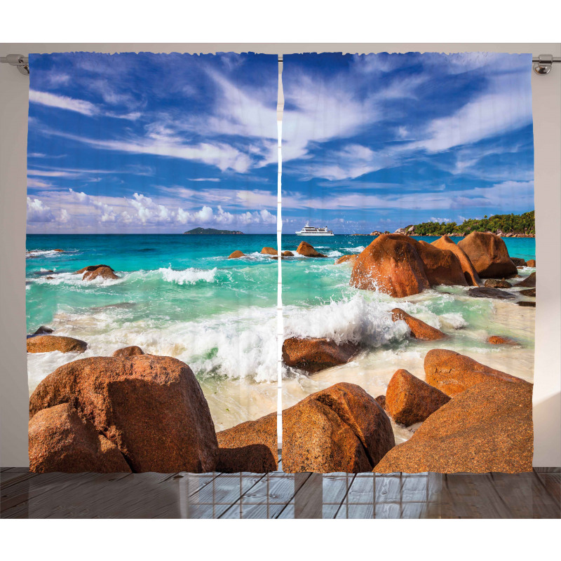 Rocky Coast Seychelles Curtain
