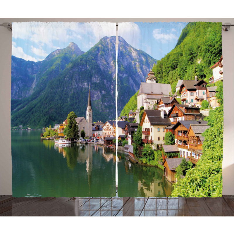 Alps Village Small Town Curtain