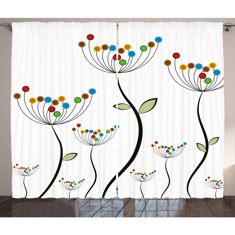 Dandelion Stems Buds Curtain