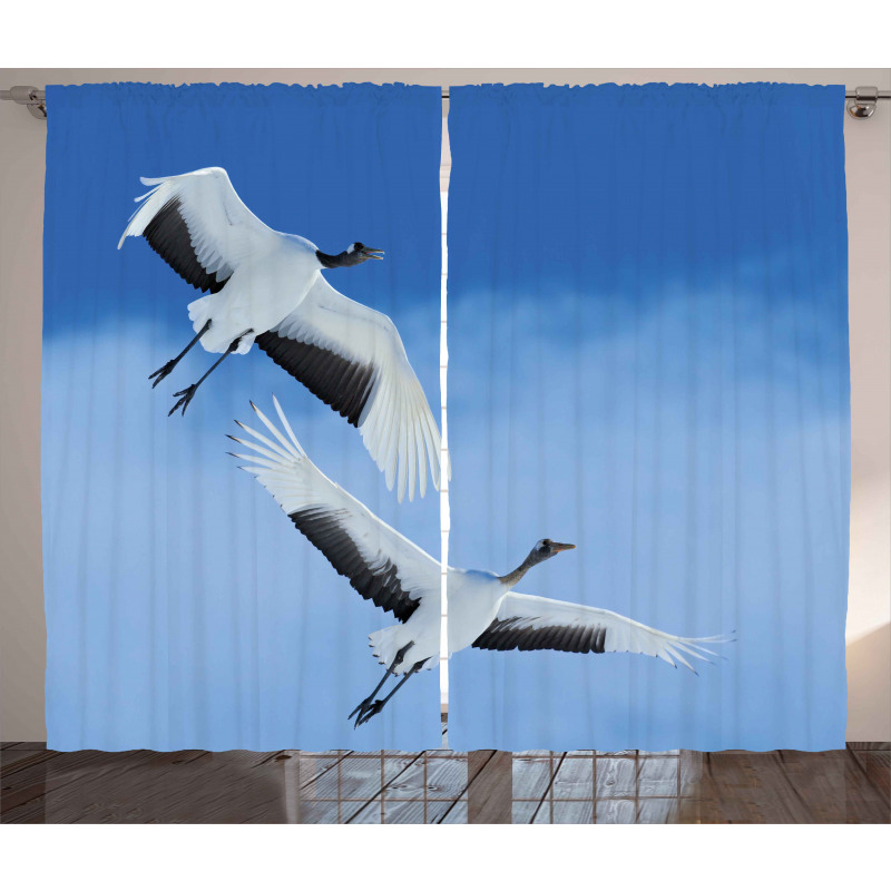 Red Crowned Cranes Japan Curtain