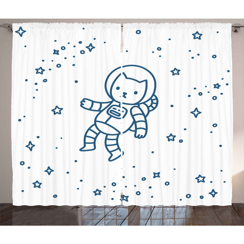 Astronaut Cat in Space Curtain