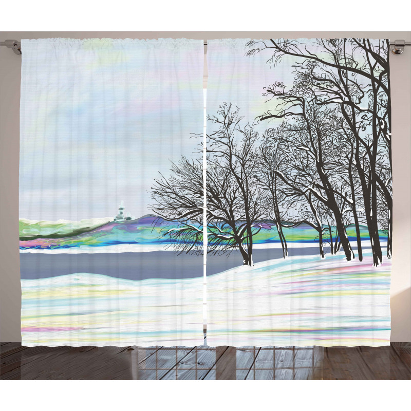 Rural Winter Forest Art Curtain