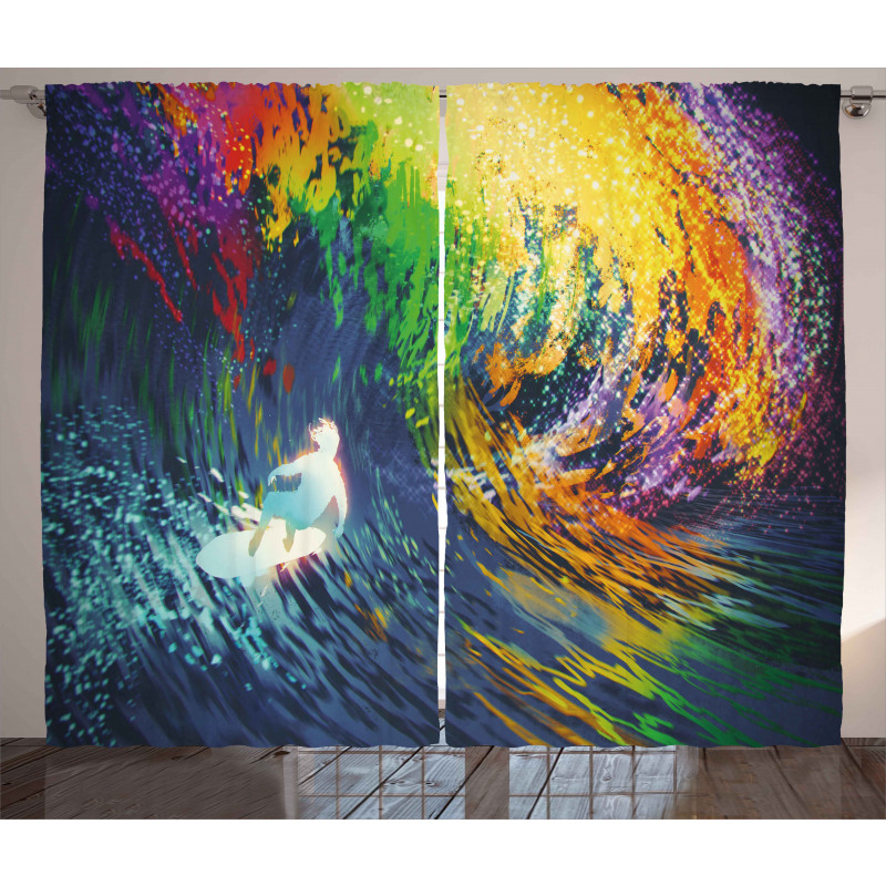 Exotic Surfer on Waves Curtain