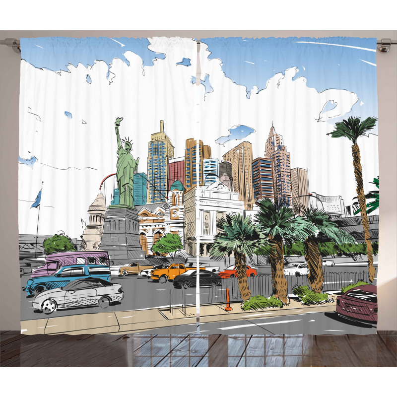 Las Vegas Street Sketchy Curtain