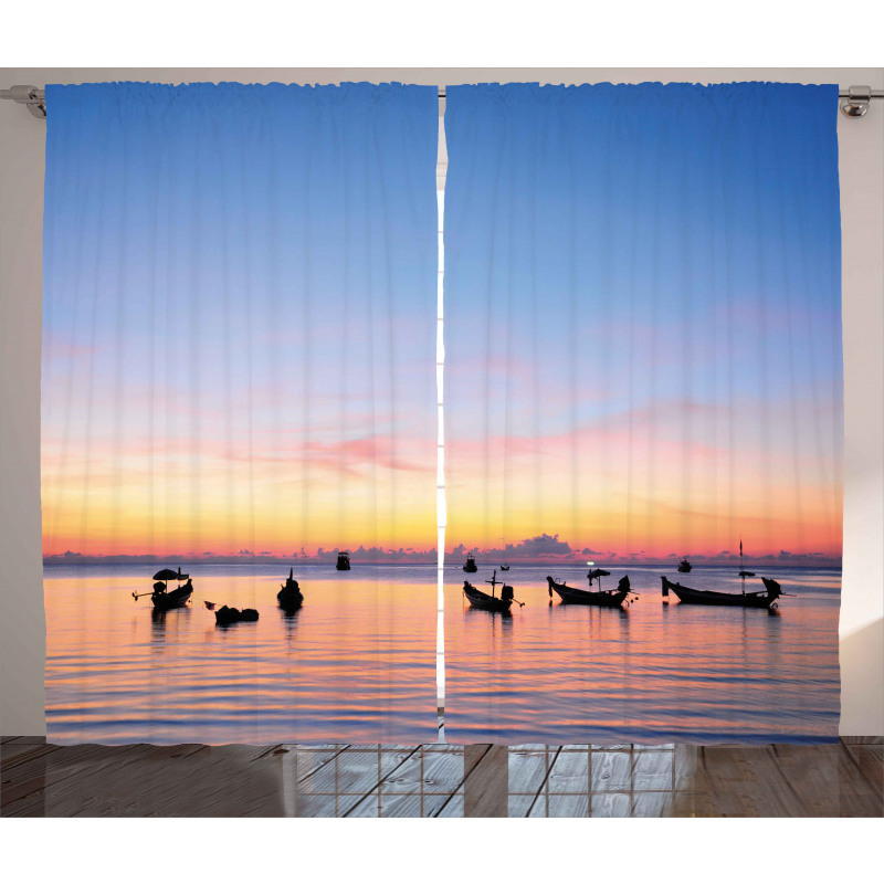 Sunset on Sea Ships Curtain