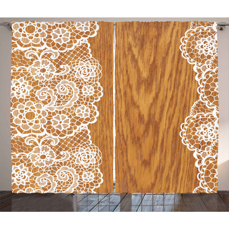Lace Wooden Retro Curtain