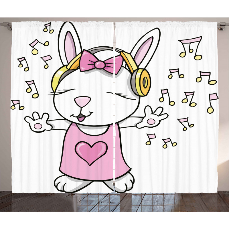 Cartoon Rock Star Bunny Curtain