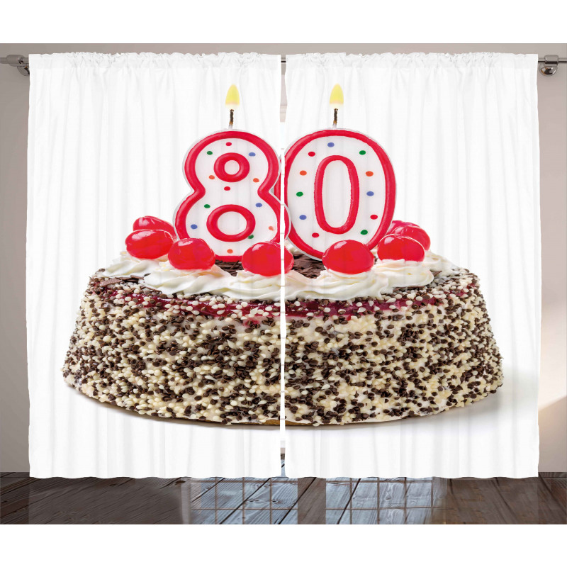 Party Cake Cherries Curtain