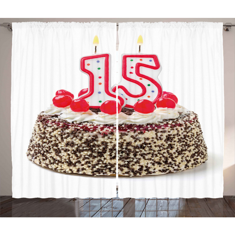 Cherry Cake Candles Curtain