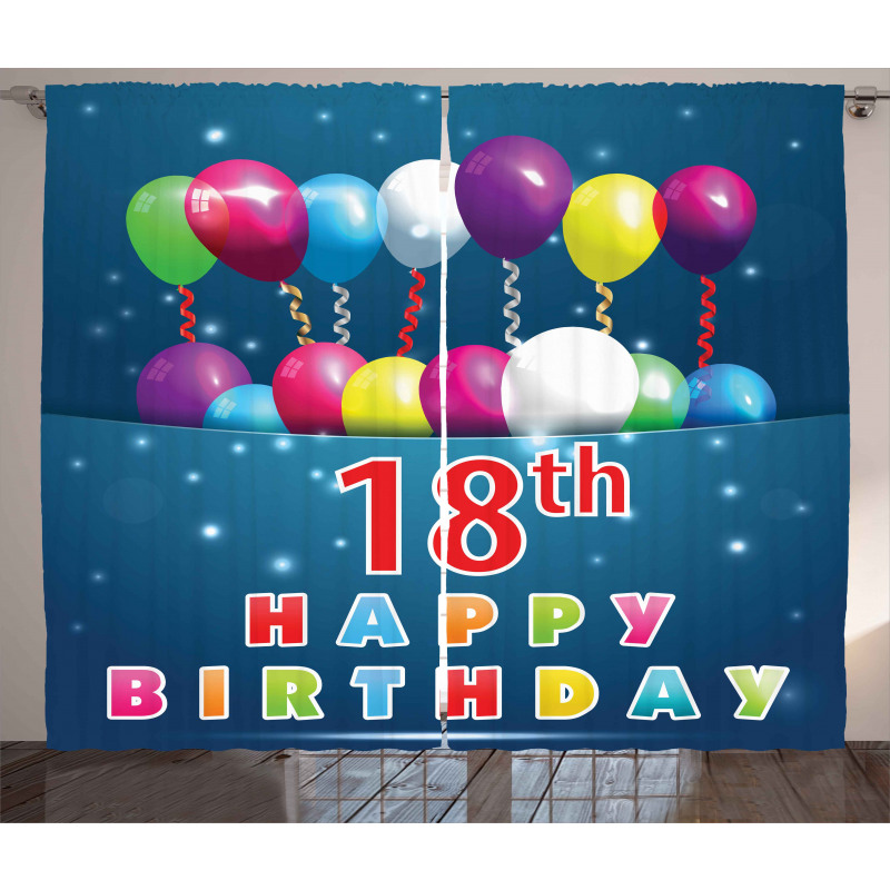 18 Birthday Balloons Curtain