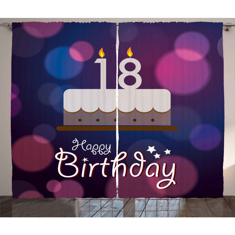 Cartoon Birthday Cake Curtain