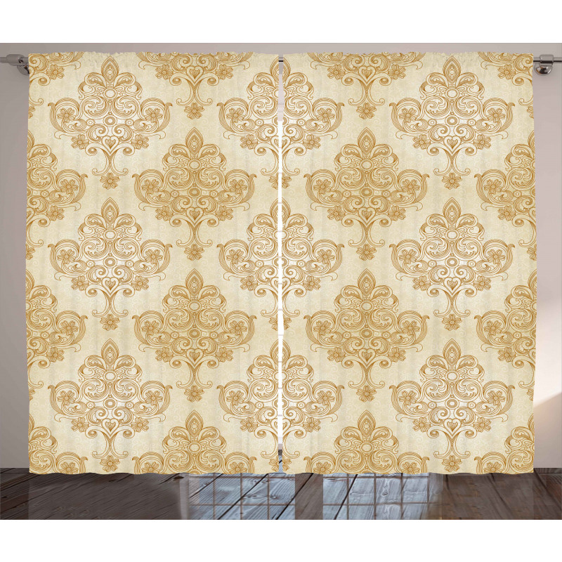 Baroque Curved Flowers Curtain