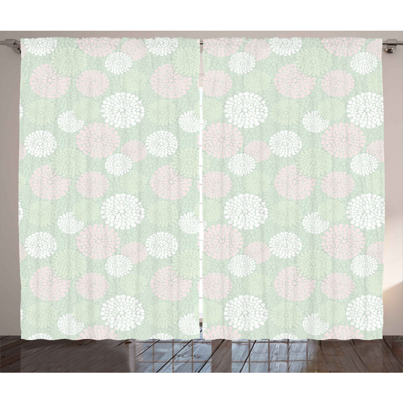 Pastel Dahlia Blossoms Curtain