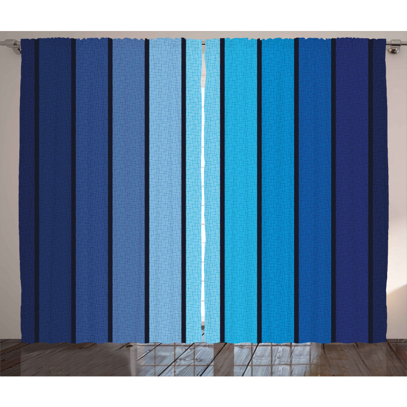 Plaques in Blue Borders Curtain