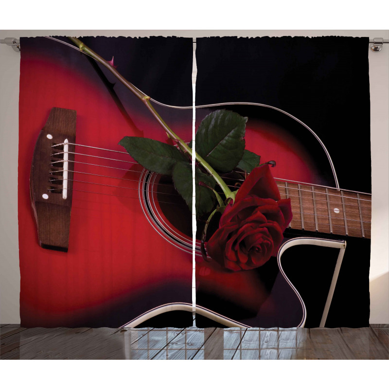 Guitar with Love Rose Curtain