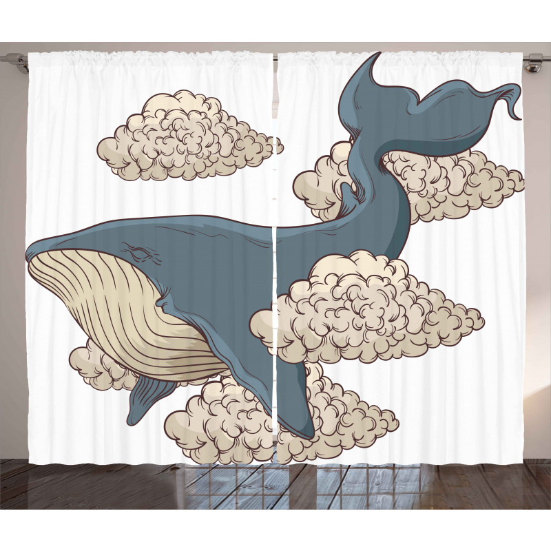 Sky Clouds Animal Fish Curtain