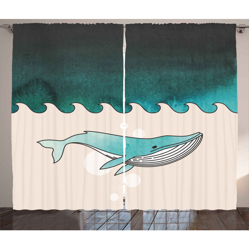 Fish Swimming Submarine Curtain