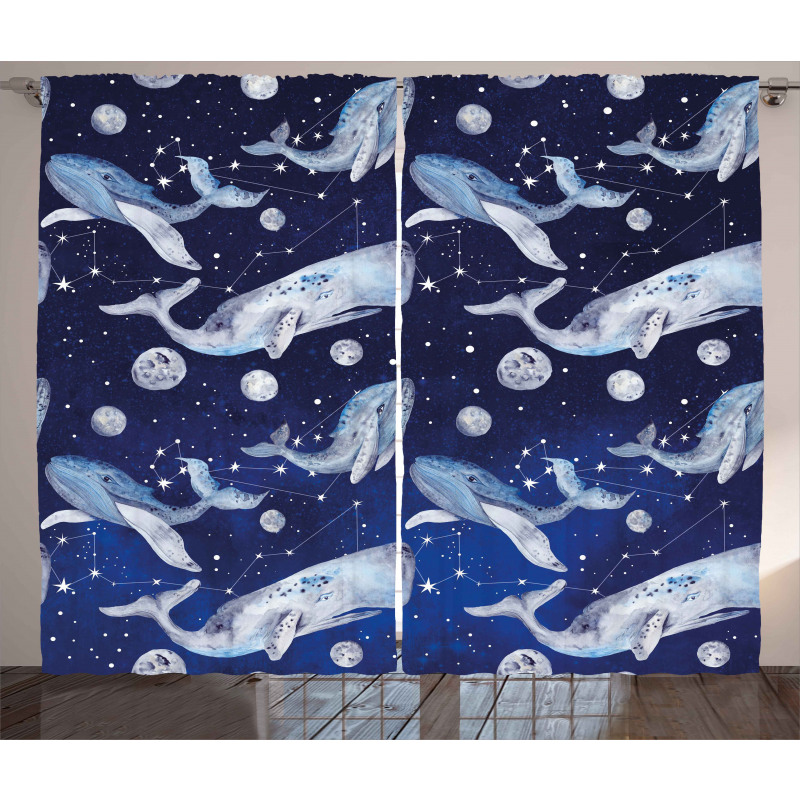 Whale Planet Cosmos Curtain