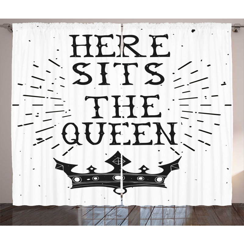 Vintage Words and Crown Curtain