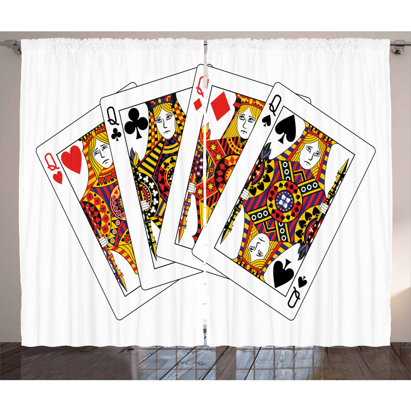 Queens Poker Play Cards Curtain