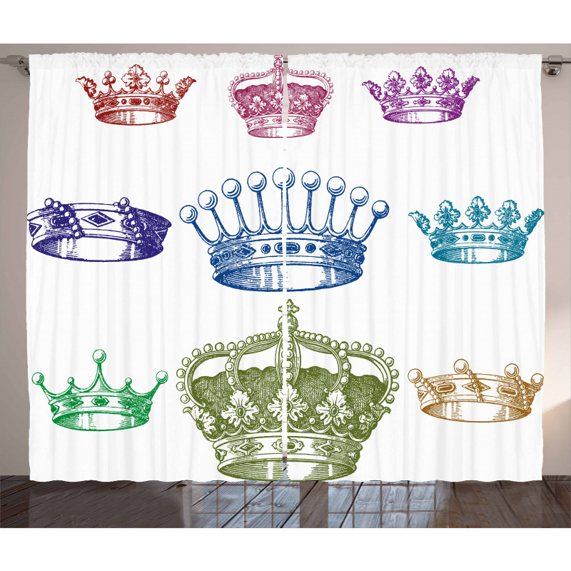 Old Antique Crown Set Curtain