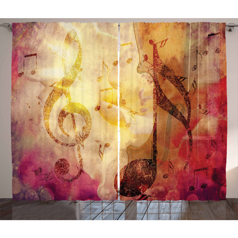 Colorful Notes Composition Curtain