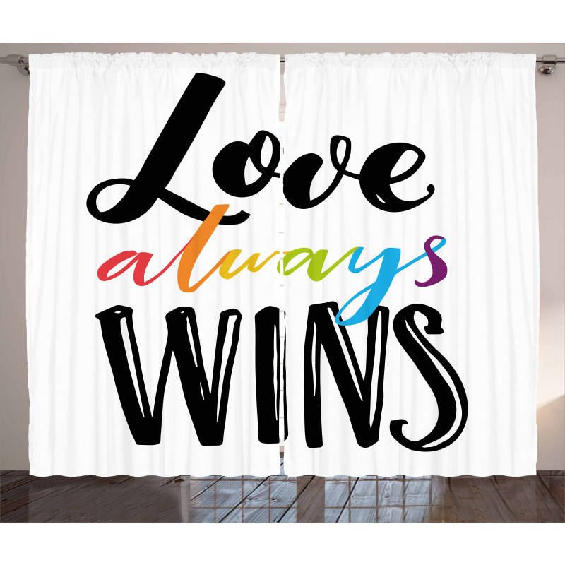 Love Always Wins Phrase Curtain