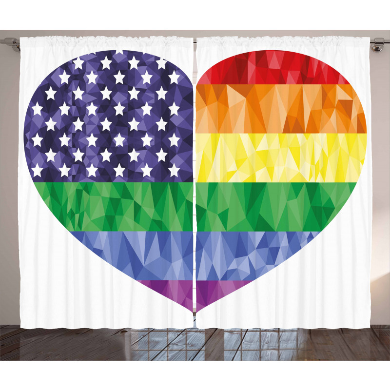 Heart Gay Flag Rainbow Art Curtain
