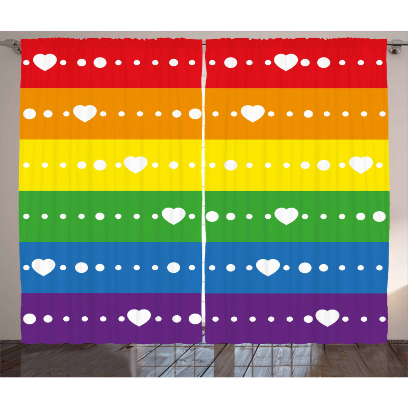 Gay Pride Flag Dots Curtain